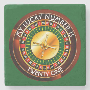 Casino Roulette Wheel With Your Lucky Number Stone Coaster