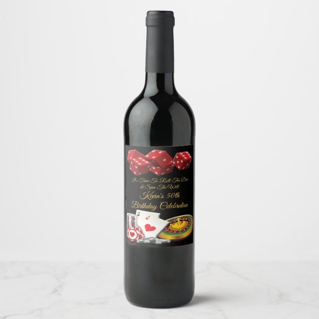 Casino Royale 50th Birthday Party Wine Juice Label (Front)