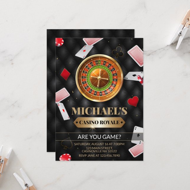 Casino Royale Birthday Invitation (Front/Back In Situ)