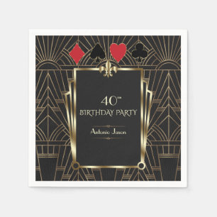 Casino Royale Poker 40th Birthday Party Napkin