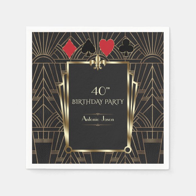 Casino Royale Poker 40th Birthday Party Napkin (Front)