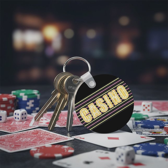 Casino Sign with Neon Polka Dot Letters Key Ring (Creator Uploaded)