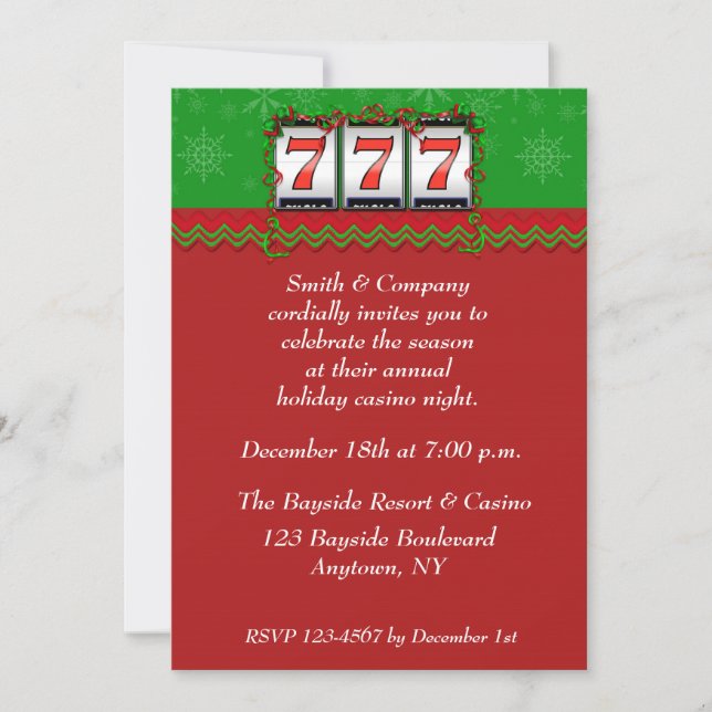 Casino Slots Holiday Invitation (Front)