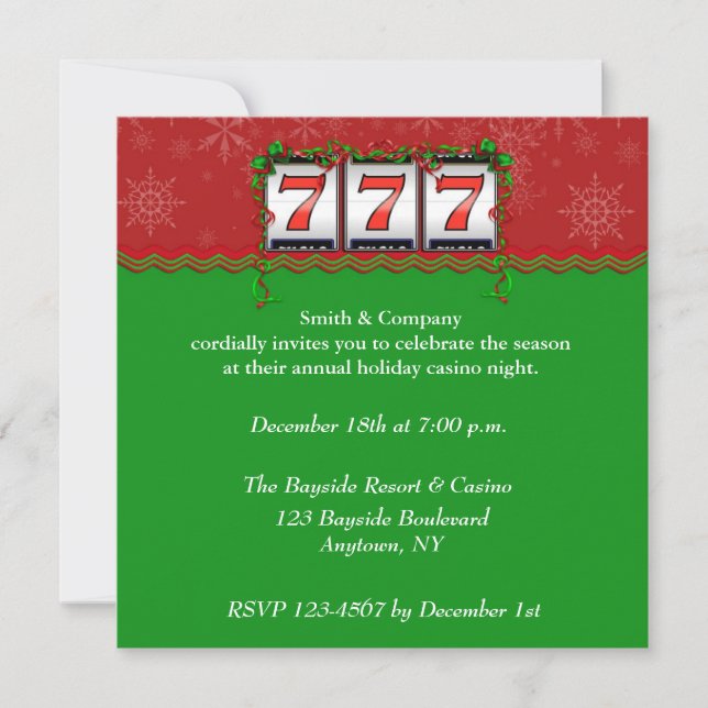 Casino Slots Holiday Party Invitation (Front)
