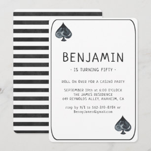 Casino Spades Playing Card Birthday Invitation