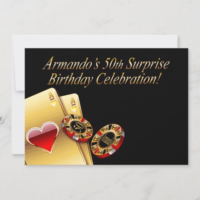 Casino Style Party ASK ME TO PUT NAMES IN CHIPS Invitation (Front)