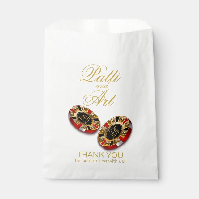 Casino Style Wedding ASK ME TO PUT NAMES IN CHIPS Favour Bags (Front)