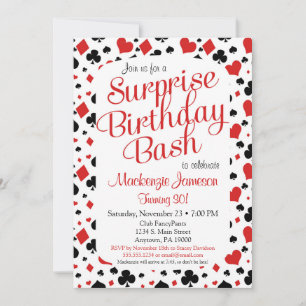 Casino Surprise Party Invitation Poker Vegas Game
