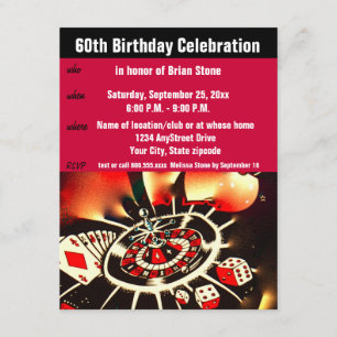 Casino Theme 60th Birthday Celebration Invitation