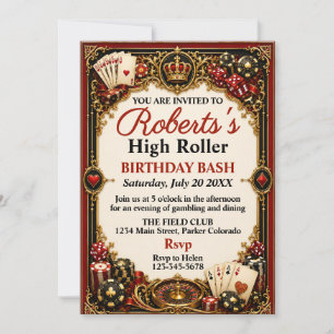 Casino Theme Birthday Party Vegas Night Poker Chip Invitation