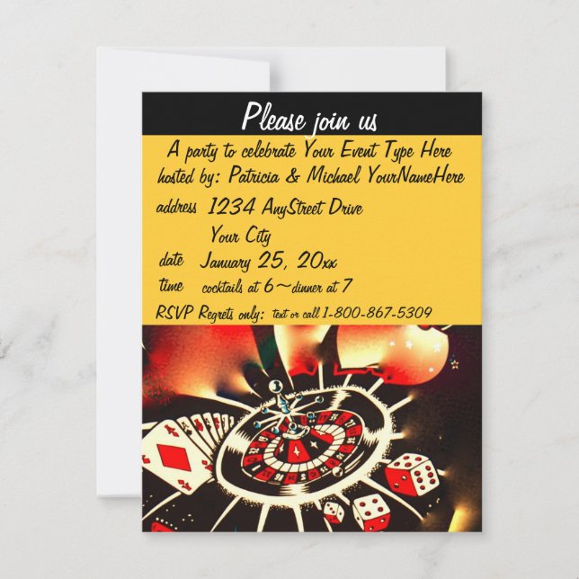 Casino Theme Black and Gold Invitation (Front)