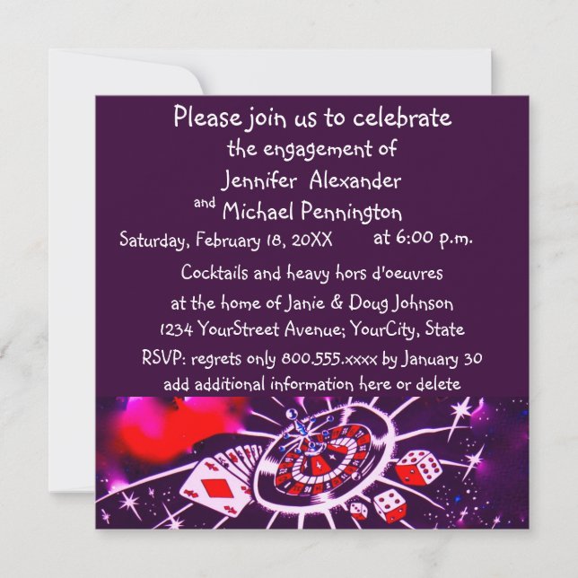Casino Theme Engagement Party Invitation (Front)