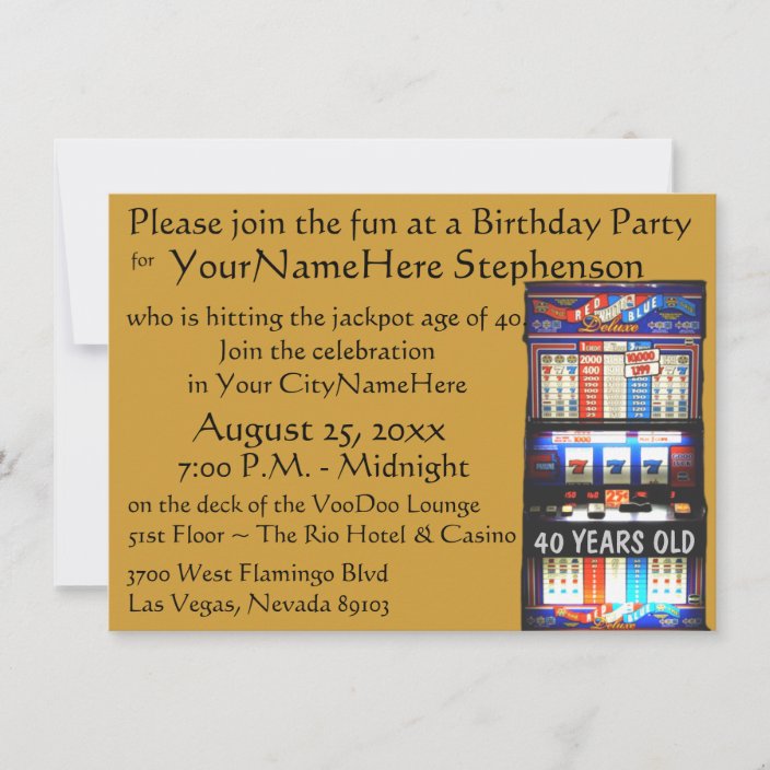 Casino Theme Party with personalised slot machine Invitation | Zazzle.co.uk