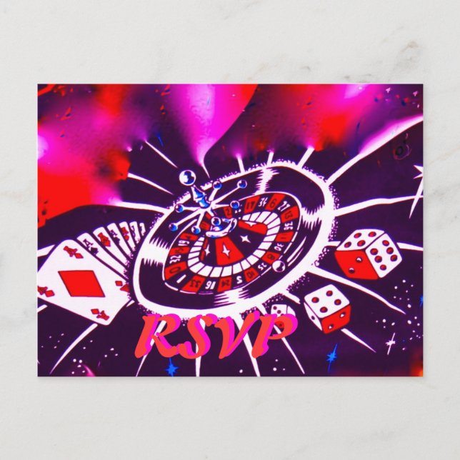 Casino Theme Wedding Invitation RSVP (Front)