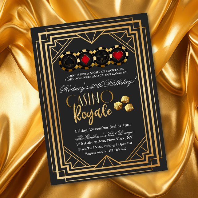 Casino Vegas Black and Gold Birthday Invitation (Creator Uploaded)