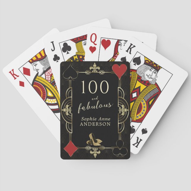 Casino Vegas Poker 100 and Fabulous Birthday Party Playing Cards (Back)