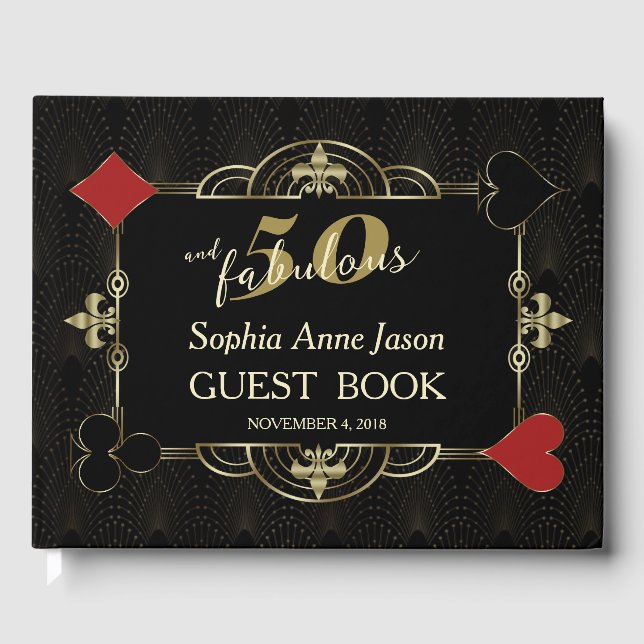 Casino Vegas Poker 50 and Fabulous Birthday Party Guest Book (Front)