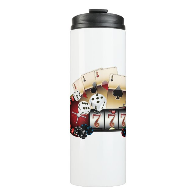 casino, vegas, poker, gambling, adult thermal tumbler (Front)