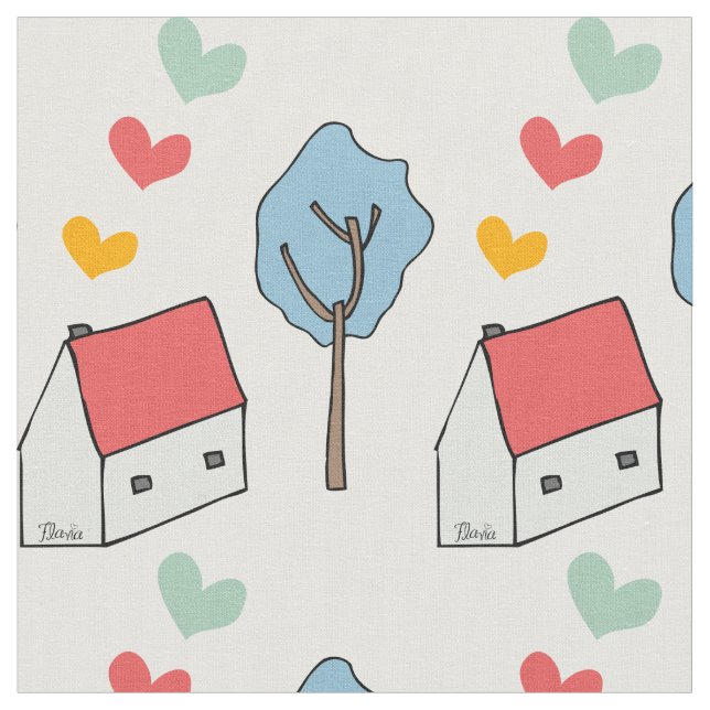 Casita corazones fabric (Close Up)