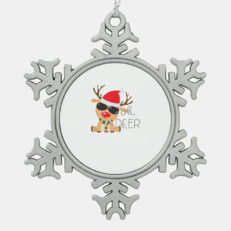 Casj Boys Unisex Adults Reindeer Small Short Sleev Snowflake Pewter Christmas Ornament