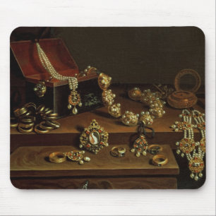 Casket of jewels on a table mouse mat