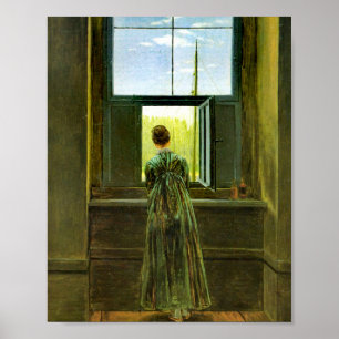 Caspar David Friedrich Woman at a Window Poster
