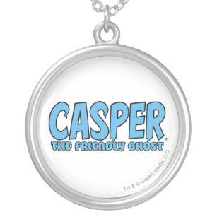 Casper the Friendly Ghost Blue Logo 1 Silver Plated Necklace