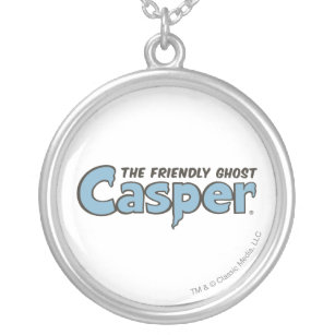 Casper the Friendly Ghost Blue Logo 2 Silver Plated Necklace