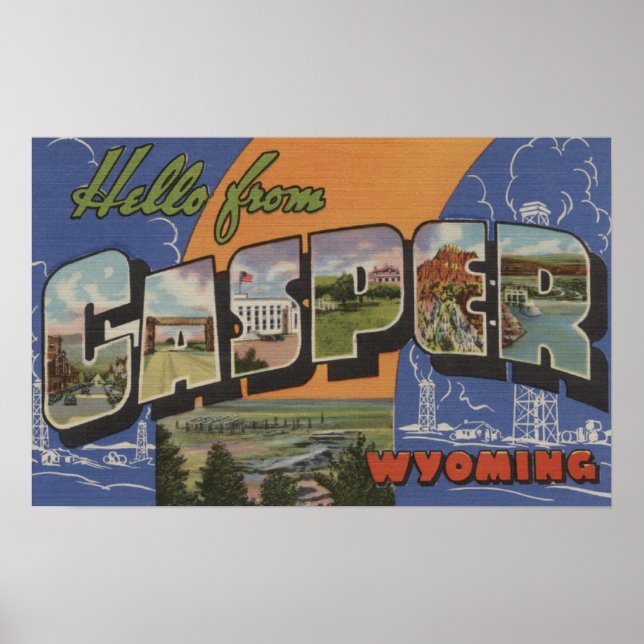 Casper, Wyoming - Large Letter Scenes Poster (Front)