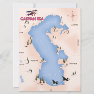Caspian Sea Vintage Style Map travel poster Invitation