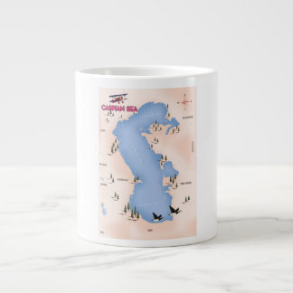 Caspian Sea Vintage Style Map travel poster Large Coffee Mug