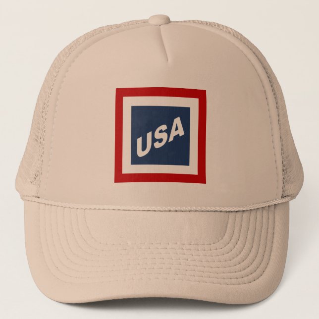 CASQUETTE TRUCKER KAKI DESIGN USA TRUCKER HAT (Front)