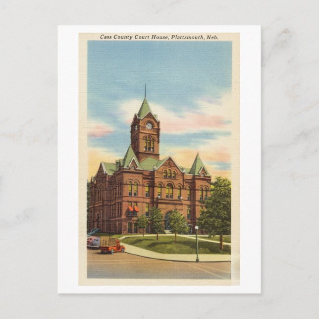 Cass County Court House, Plattsmouth, Nebraska Postcard (Front)