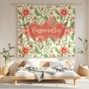 Cassandra Cream Art Nouveau Floral Vine Fleece Blanket