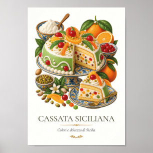 Cassata Siciliana– Vintage Italian Dessert Poster
