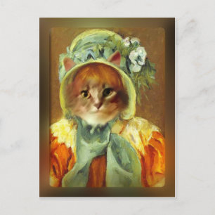 Cassatt Bonnet on Kitten Postcard