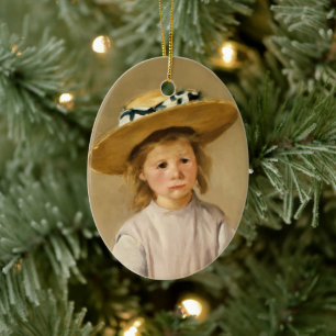 Cassatt Child in Straw Hat Ceramic Tree Decoration