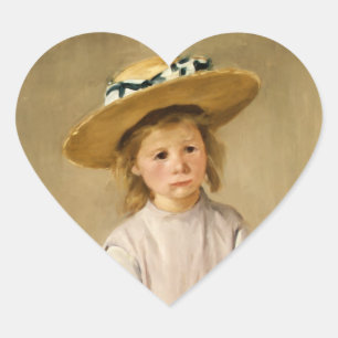 Cassatt Child in Straw Hat Heart Sticker