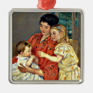Cassatt: Mother and Sara Admiring the Baby Metal Tree Decoration