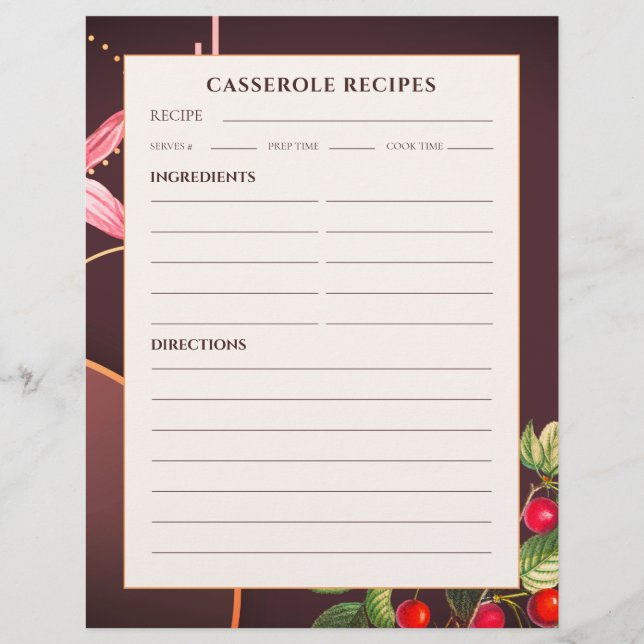 Casserole Recipes | Burgundy Botanical Cherries (Front)