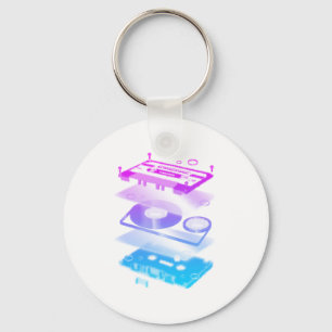 Cassette Explosion View - Music Tape Retro DJ Key Ring