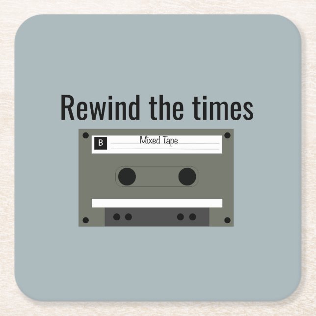 Cassette, Mixed Tape Square Paper Coaster (Front)