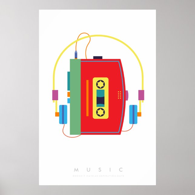 Cassette Player | Pop Art Poster 70s 80s | Quote (Front)