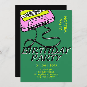 Cassette retro birthday invitation