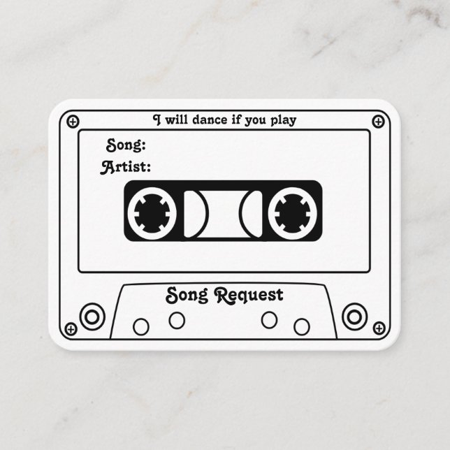 Cassette Song Request Wedding Invitation Insert  (Front)