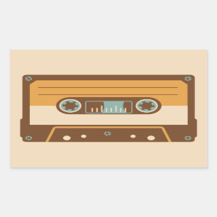 Cassette Tape Analogue Design Rectangular Sticker