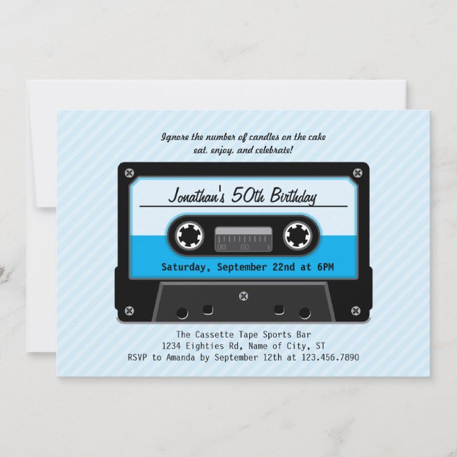 Cassette Tape Birthday Invitation (Front)