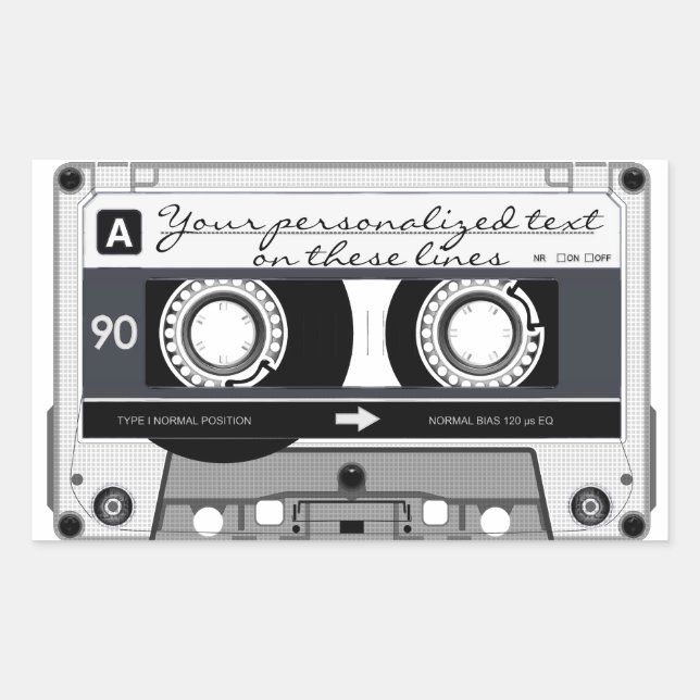 Cassette tape - black - rectangular sticker (Front)