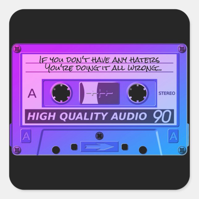 Cassette Tape Blue Art Cool Square Sticker (Front)