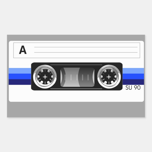 Cassette tape blue label sticker (Front)